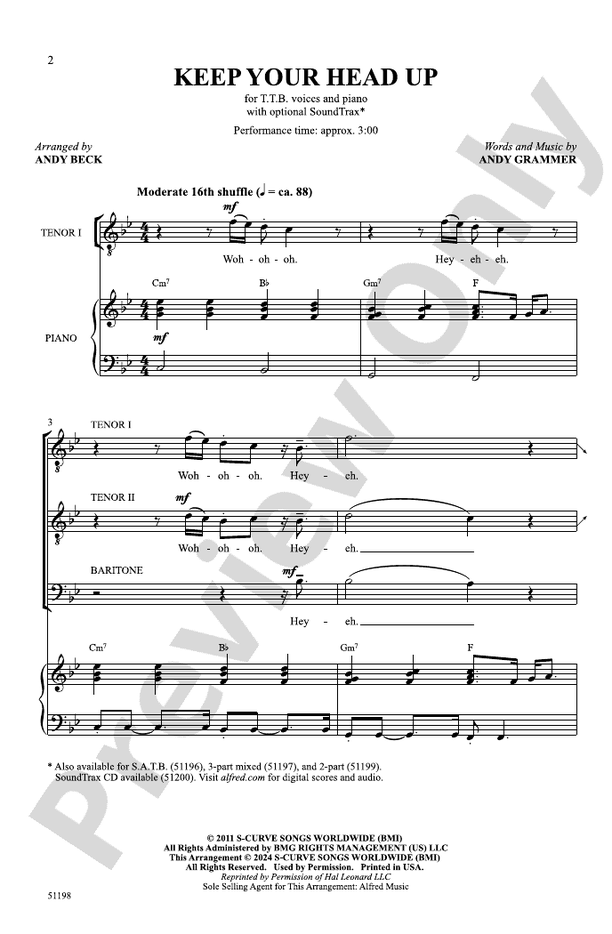 Keep Your Head Up - TTB Choral Octavo (Digital Download)