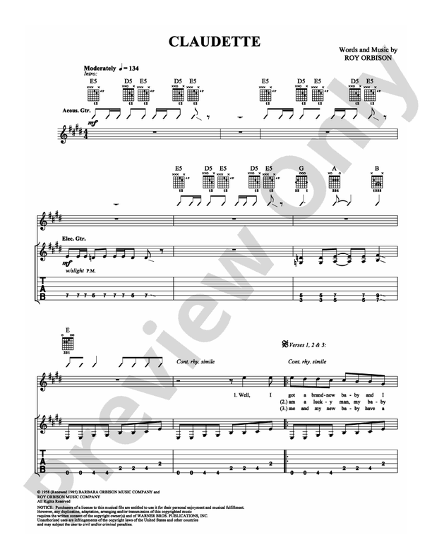 Claudette - Easy Guitar (Digital Download)