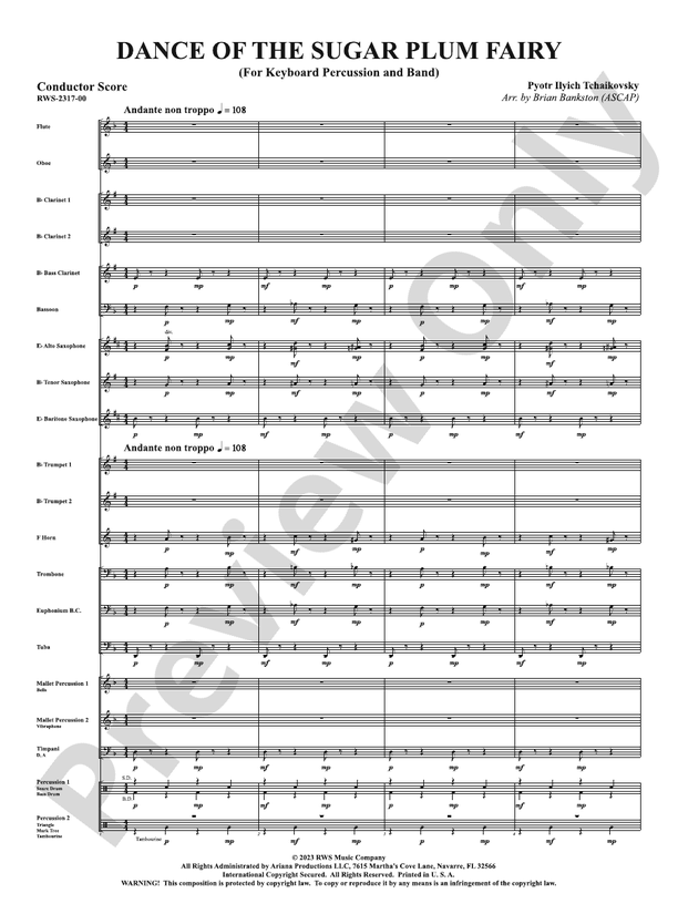 Dance of the Sugar Plum Fairy - For Keyboard Percussion and Band - Concert Band Conductor Score & Parts (Digital Download)