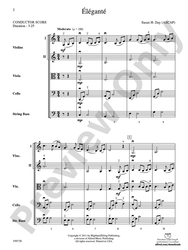 Éléganté – String Orchestra Conductor Score & Parts (Digital Download)