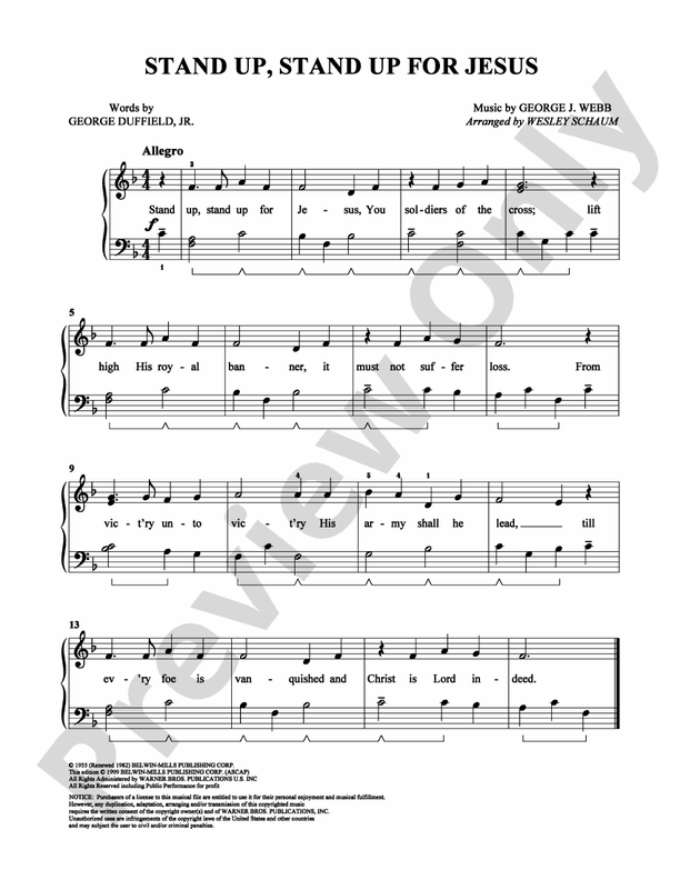 Stand Up, Stand Up for Jesus - Arr. Wesley Schaum - Easy Piano (Digital Download)
