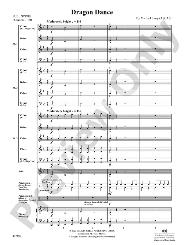 Dragon Dance (Flexible Arrangement) - Concert Band Conductor Score & Parts (Digital Download)