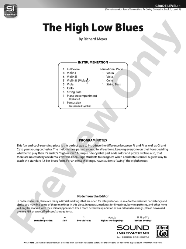 The High Low Blues - String Orchestra Conductor Score & Parts (Digital Download)