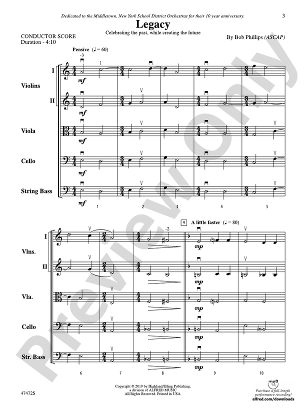 Legacy - String Orchestra Conductor Score & Parts (Digital Download)
