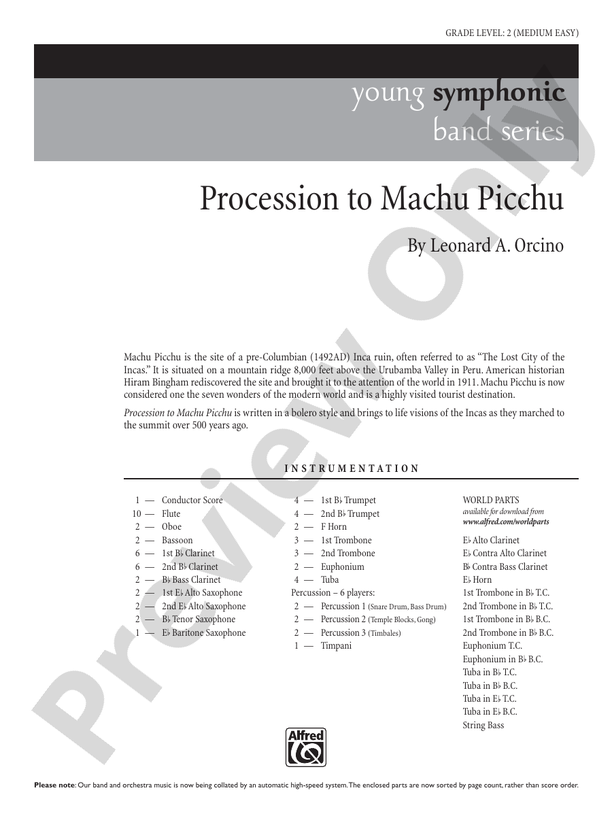 Procession to Machu Picchu - Concert Band Conductor Score & Parts (Digital Download)