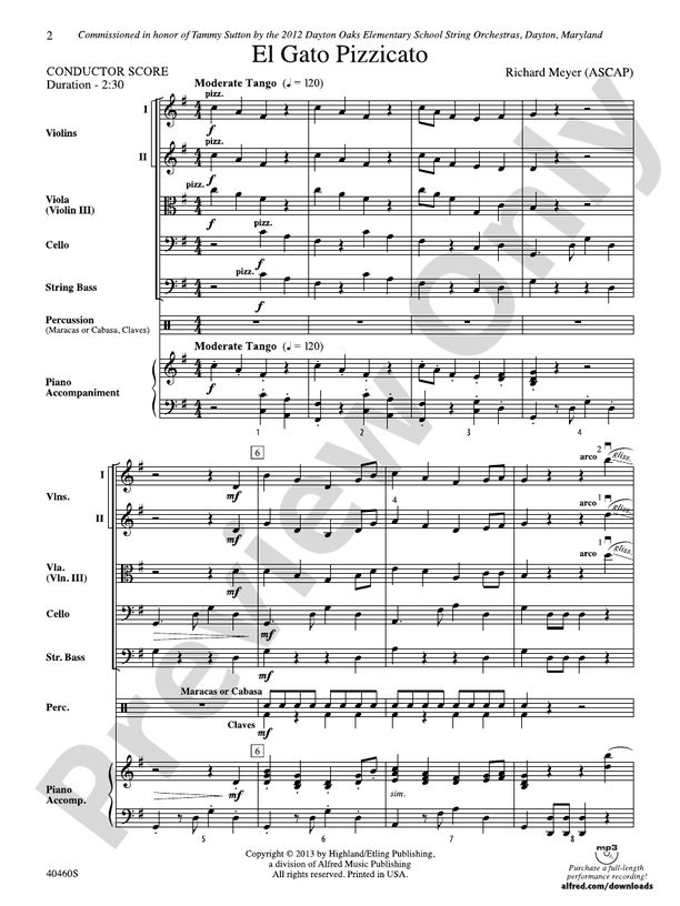 El Gato Pizzicato – String Orchestra Conductor Score & Parts (Digital Download)