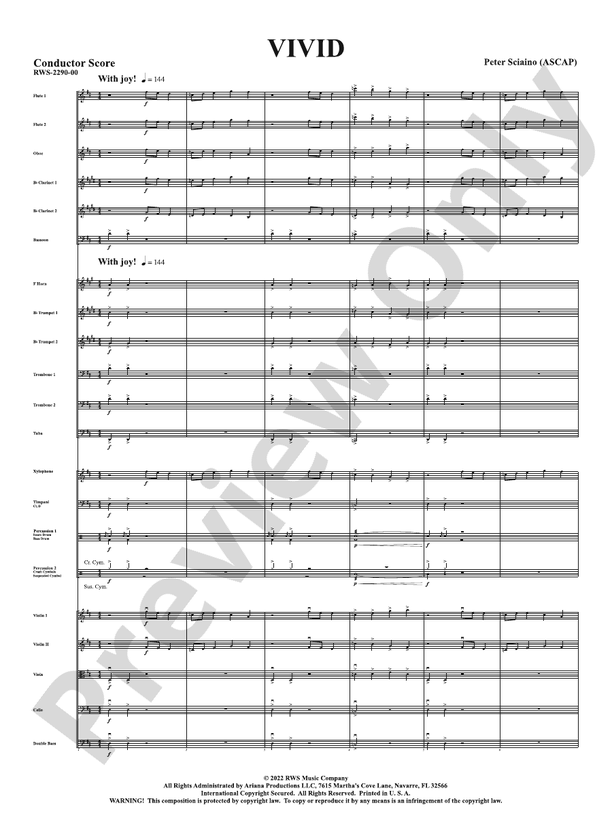 Vivid - Full Orchestra Conductor Score & Parts (Digital Download)