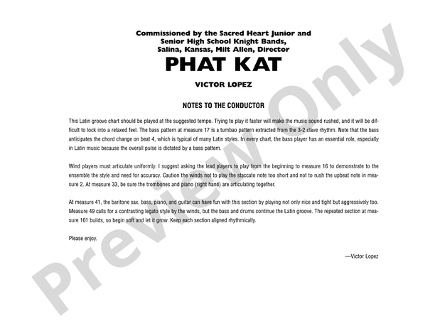 Phat Kat - Jazz Ensemble Conductor Score & Parts (Digital Download)