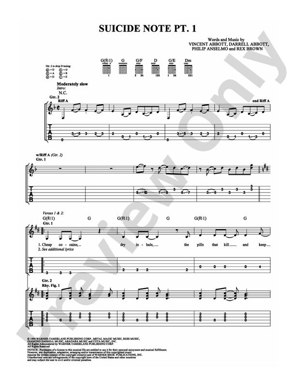 Suicide Note Pt. 1 - Easy Guitar (Digital Download)