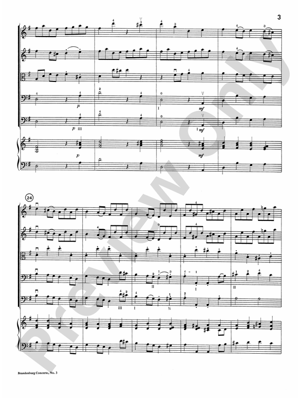 Brandenburg Concerto No. 3 – String Orchestra Conductor Score & Parts (Digital Download)