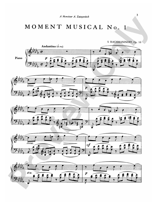 Rachmaninoff - Moments Musicaux, Op. 16 - Piano Solo (Digital Download)