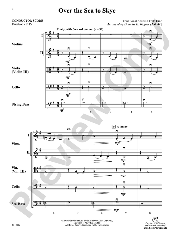 Over the Sea to Skye (Grade 1.5) – String Orchestra Conductor Score & Parts (Digital Download)