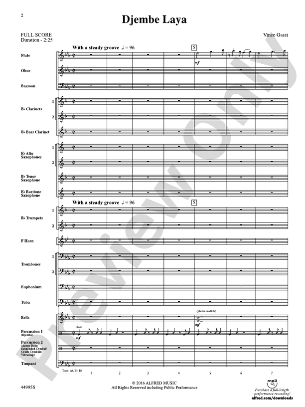Djembe Laya - Concert Band Conductor Score & Parts (Digital Download)