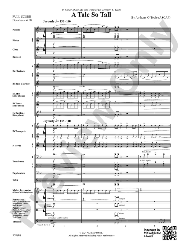 A Tale So Tall – Concert Band Conductor Score & Parts (Digital Download)