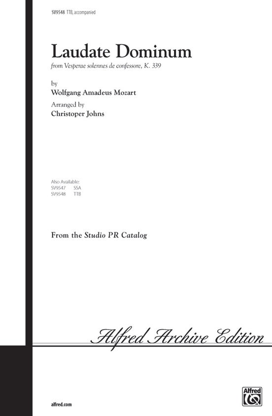 Laudate Dominum (from Vesperae Solennes De Confessore, K. 339) – TTB Choral Octavo (Digital Download)