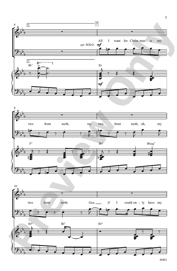 All I Want for Christmas Is My Two Front Teeth - SSAB Choral Octavo (Digital Download)