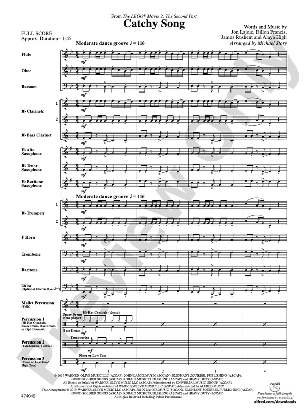 Catchy Song - Concert Band Conductor Score & Parts (Digital Download)