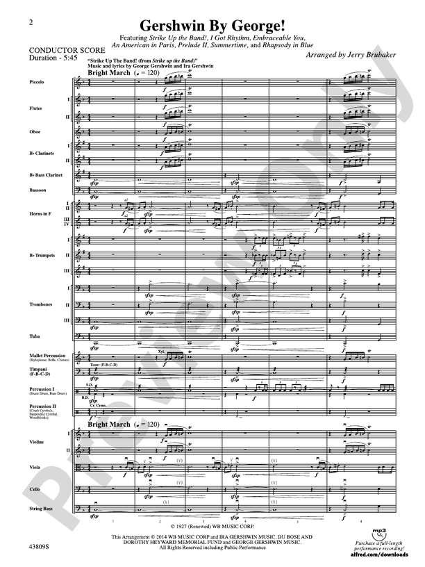 Gershwin by George! – Full Orchestra Conductor Score & Parts (Digital Download)