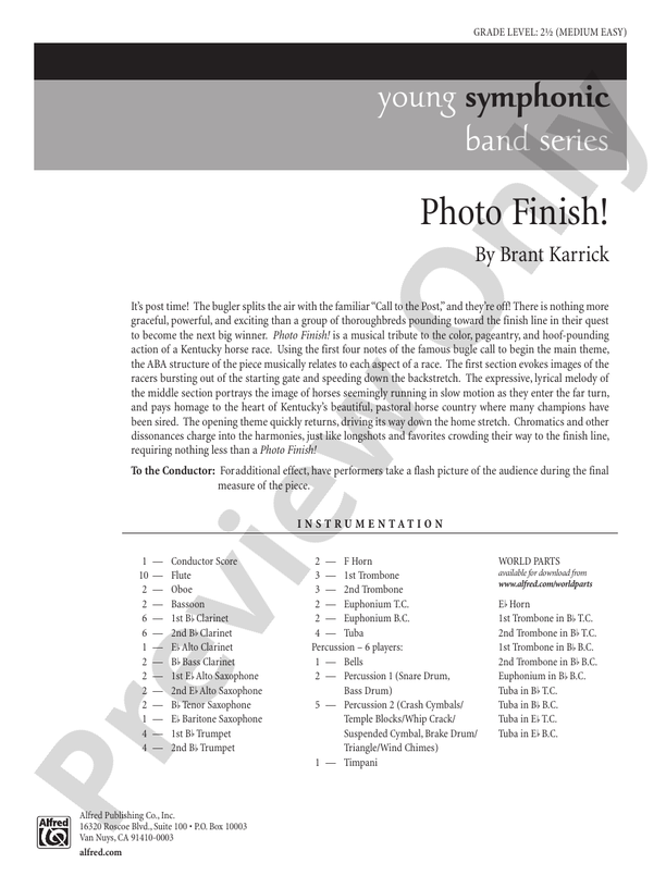 Photo Finish! - Concert Band Conductor Score & Parts (Digital Download)