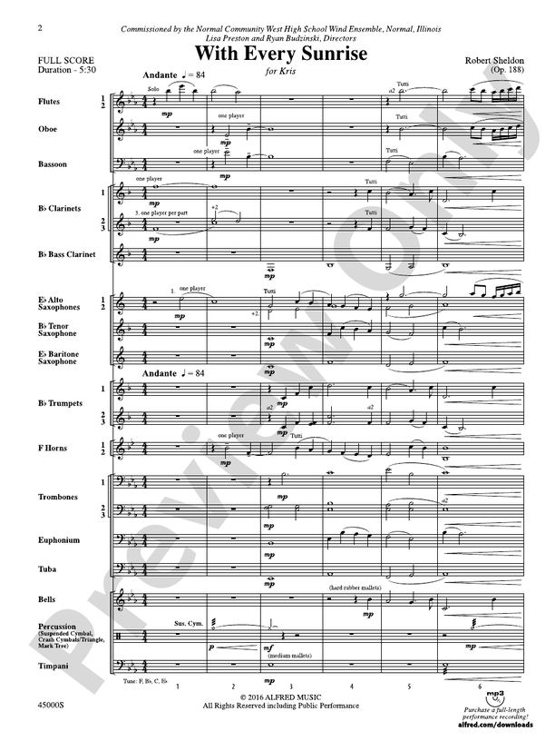With Every Sunrise - Concert Band Conductor Score & Parts (Digital Download)