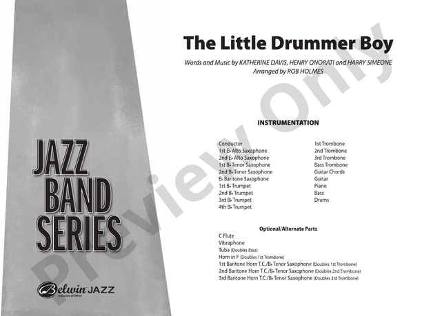 The Little Drummer Boy (Grade 3) - Jazz Ensemble Conductor Score & Parts(Digital Download)