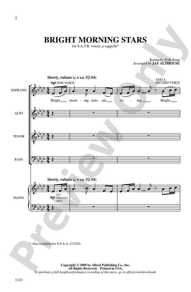 Bright Morning Stars – SATB a cappella Choral Octavo (Digital Download)