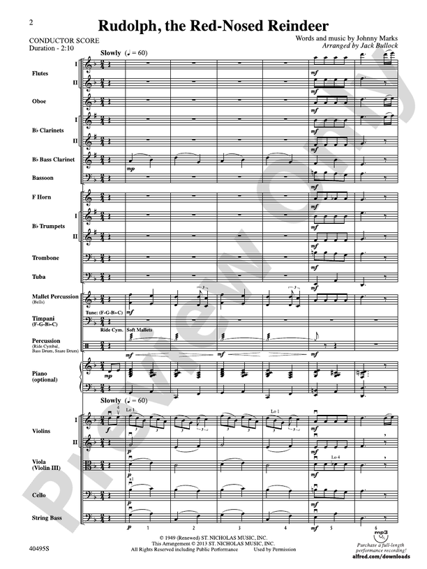 Rudolph, the Red-Nosed Reindeer - Full Orchestra Conductor Score & Parts (Digital Download)