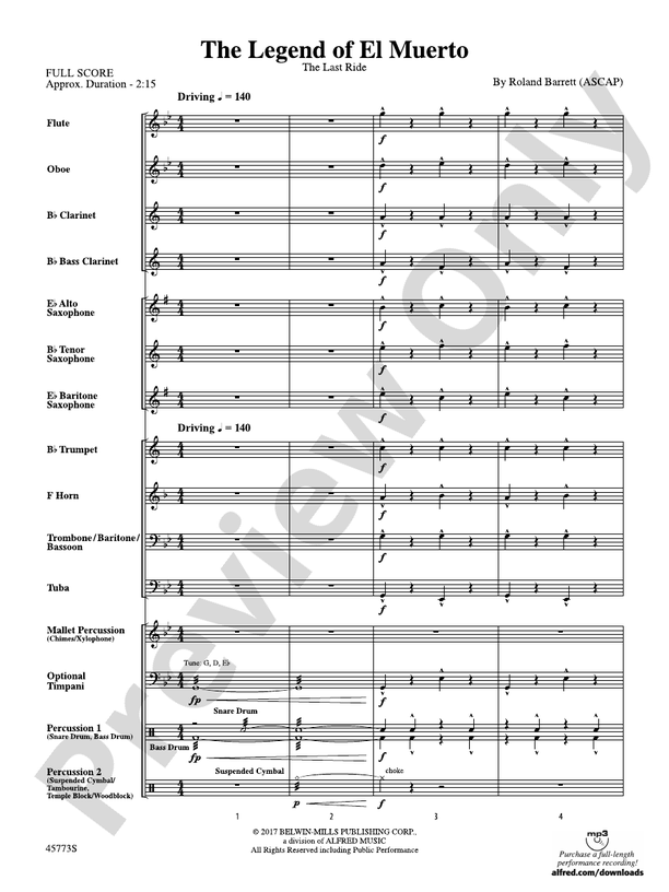The Legend of El Muerto - Concert Band Conductor Score & Parts (Digital Download)