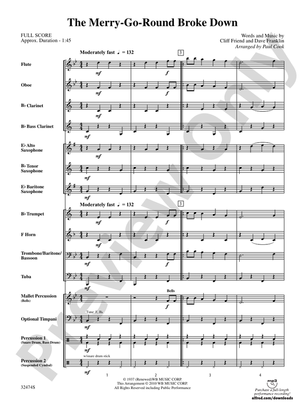 The Merry-Go-Round Broke Down - Concert Band Conductor Score & Parts (Digital Download)