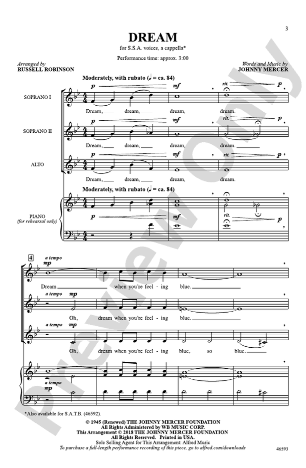 Dream – SSA, a cappella Choral Octavo (Digital Download)