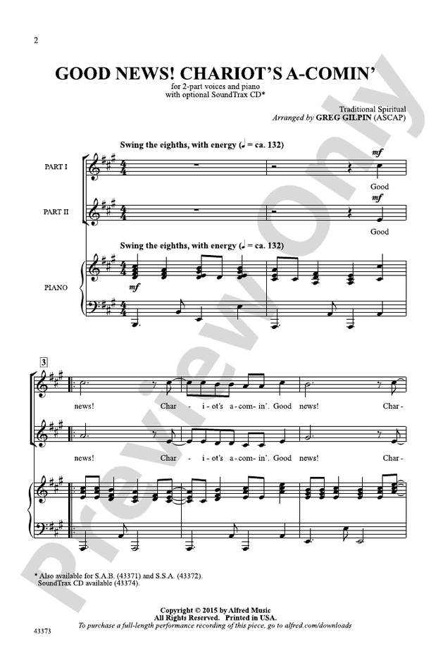 Good News! Chariot's A-Comin' – 2-Part Choral Octavo (Digital Download)