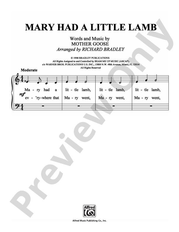 Mary Had a Little Lamb - Arr. Richard Bradley - Easy Piano (Digital Download)