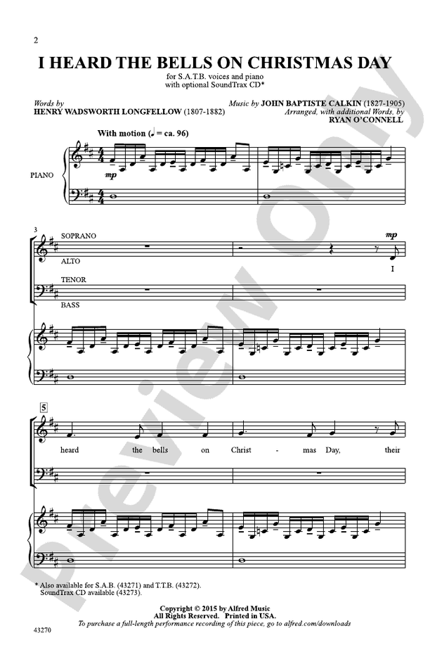 I Heard the Bells on Christmas Day – SATB Choral Octavo (Digital Download)