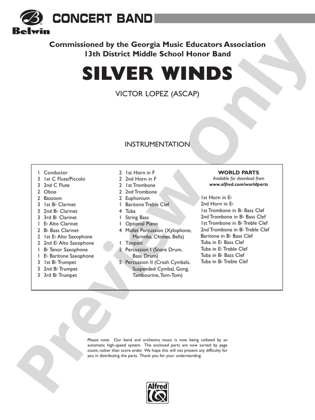 Silver Winds - Concert Band Conductor Score & Parts (Digital Download)