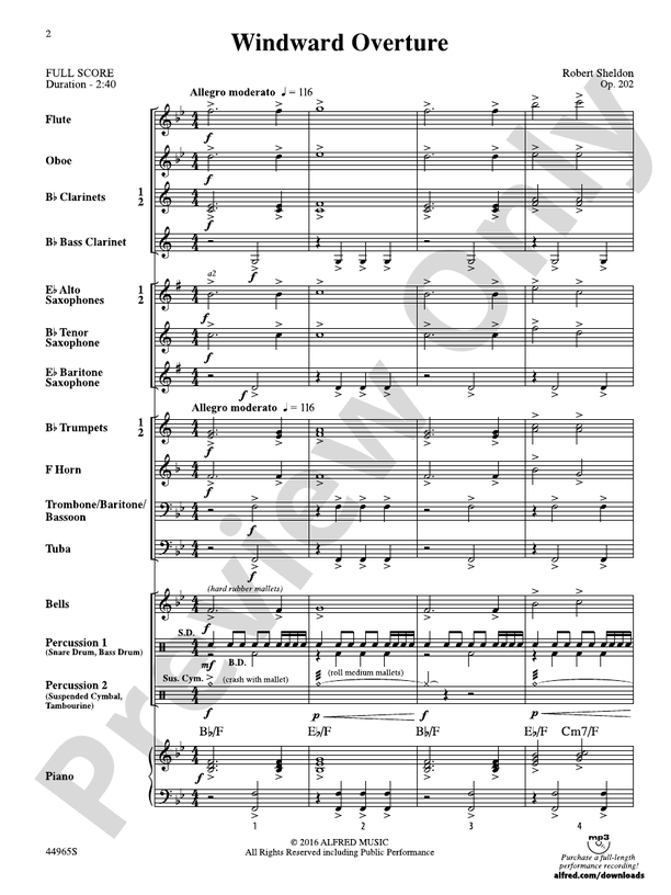 Windward Overture - Concert Band Conductor Score & Parts (Digital Download)