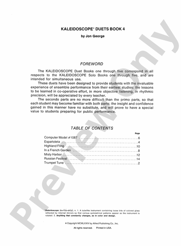 Kaleidoscope Duets, Book 4: A Sparkling Collection of Graded Pieces for the Progressing Piano Student  - 1 Piano, 4 Hands (Digital Download)