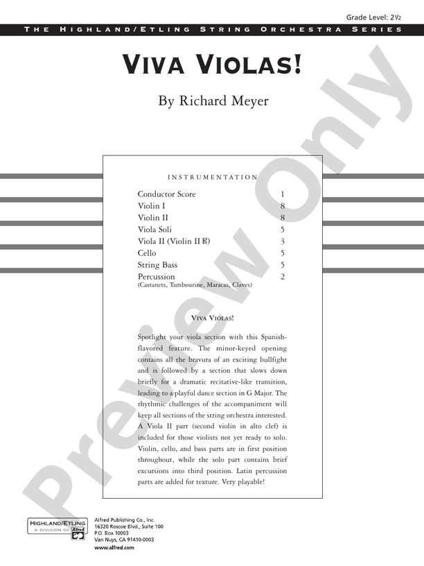 Viva Violas! – String Orchestra Conductor Score & Parts (Digital Download)