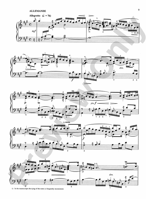 Bach - Six English Suites (Ed. Hans Bischoff) - Piano Solo (Digital Download)