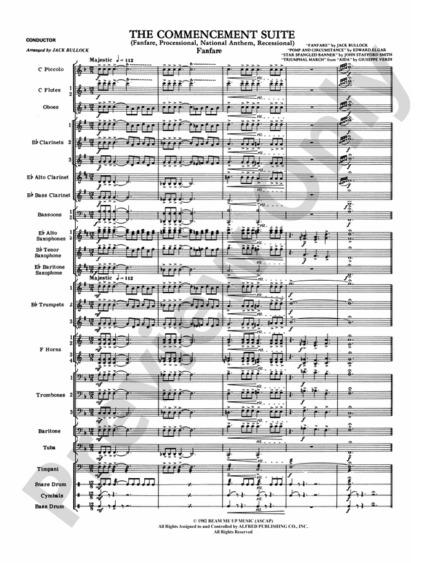 Commencement Suite (featuring a Fanfare, Processional, The National Anthem and a Recessional) - Concert Band Conductor Score & Parts (Digital Download)