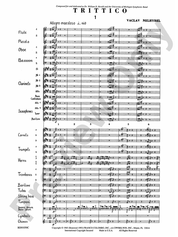 Trittico (Grade 3.5) - Concert Band Conductor Score & Parts (Digital Download)