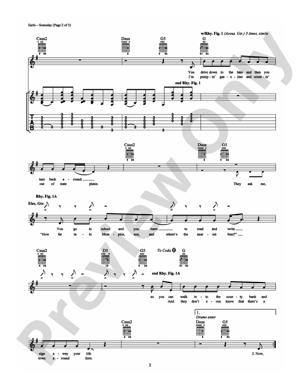 Someday - Steve Earle - Guitar TAB (Digital Download)