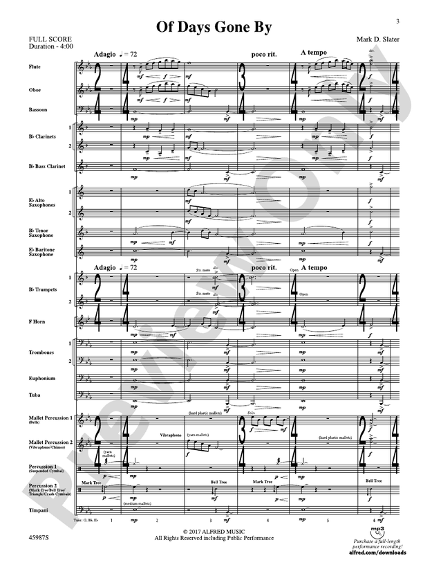 Of Days Gone By - Concert Band Conductor Score & Parts (Digital Download)
