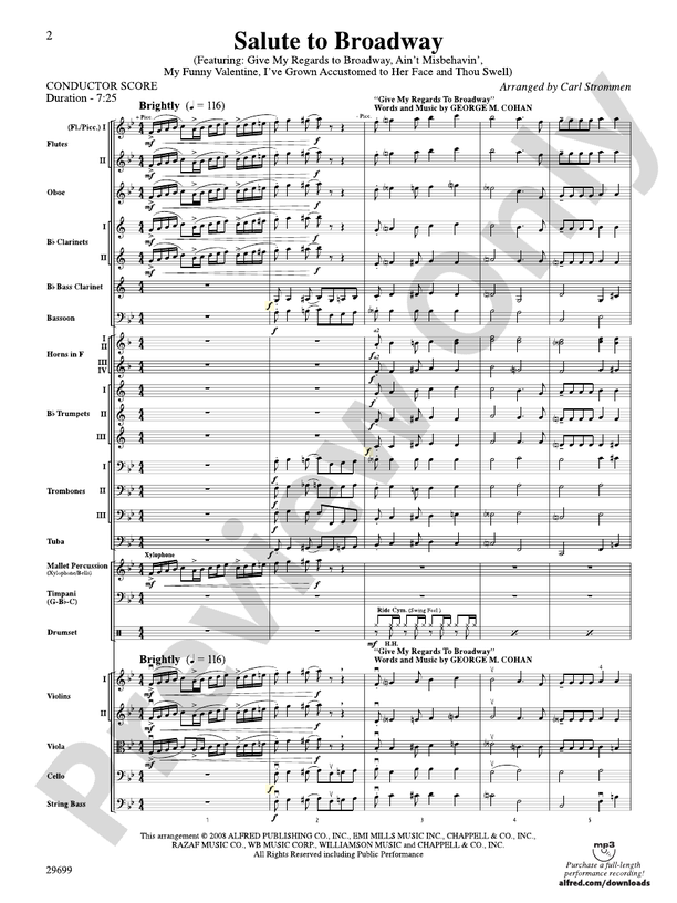Salute to Broadway – Full Orchestra Conductor Score & Parts (Digital Download)