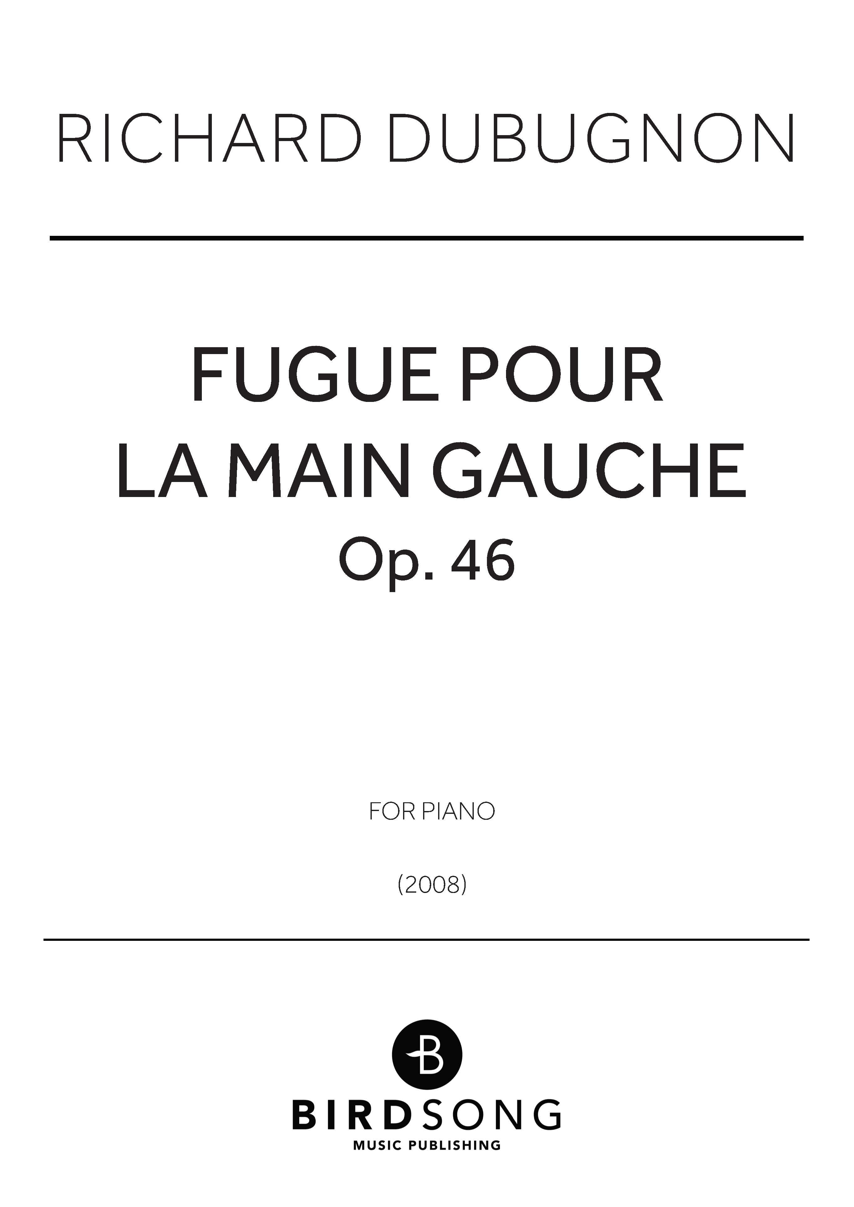 Fugue pour la main gauche - Richard Dubugnon - Piano (Digital Download)