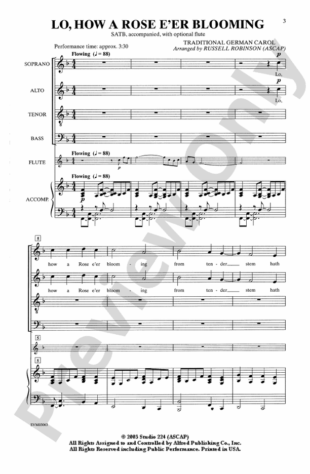 Lo, How a Rose E'er Blooming - Arr. Russell Robinson – SATB Choral Octavo (Digital Download)