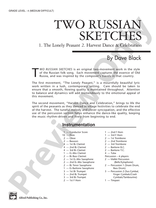 Two Russian Sketches - Concert Band Conductor Score & Parts (Digital Download)