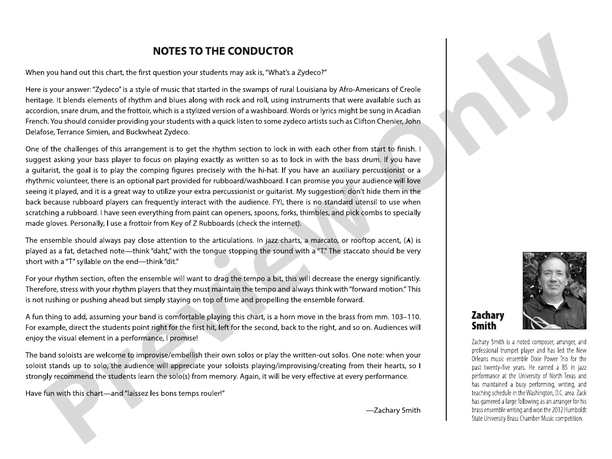 Zack's Zydeco Two-Step – Jazz Ensemble Conductor Score & Parts (Digital Download)