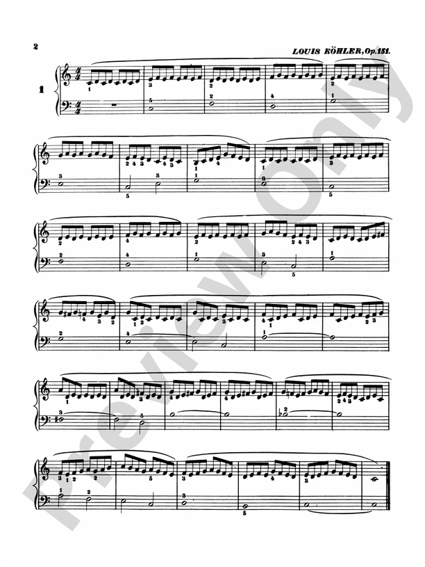 Kohler - Easiest Studies, Op. 151 - Piano Solo (Digital Download)
