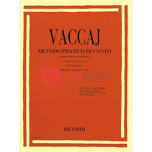 Practical Vocal Method for Mezzo-Soprano or Baritone - Ed. E. Battaglia - Nicola Vaccai - Classical Vocal Ricordi