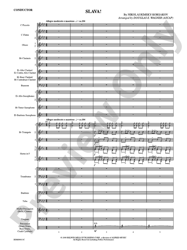 Slava - Concert Band Conductor Score & Parts (Digital Download)